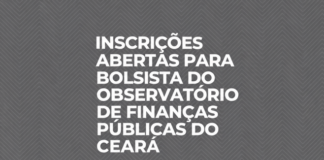 Inscrições abertas para bolsista do Observatório de Finanças Públicas